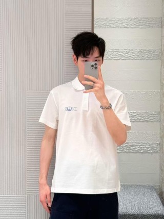 Dior White Embroidered Polo Shirt view 8