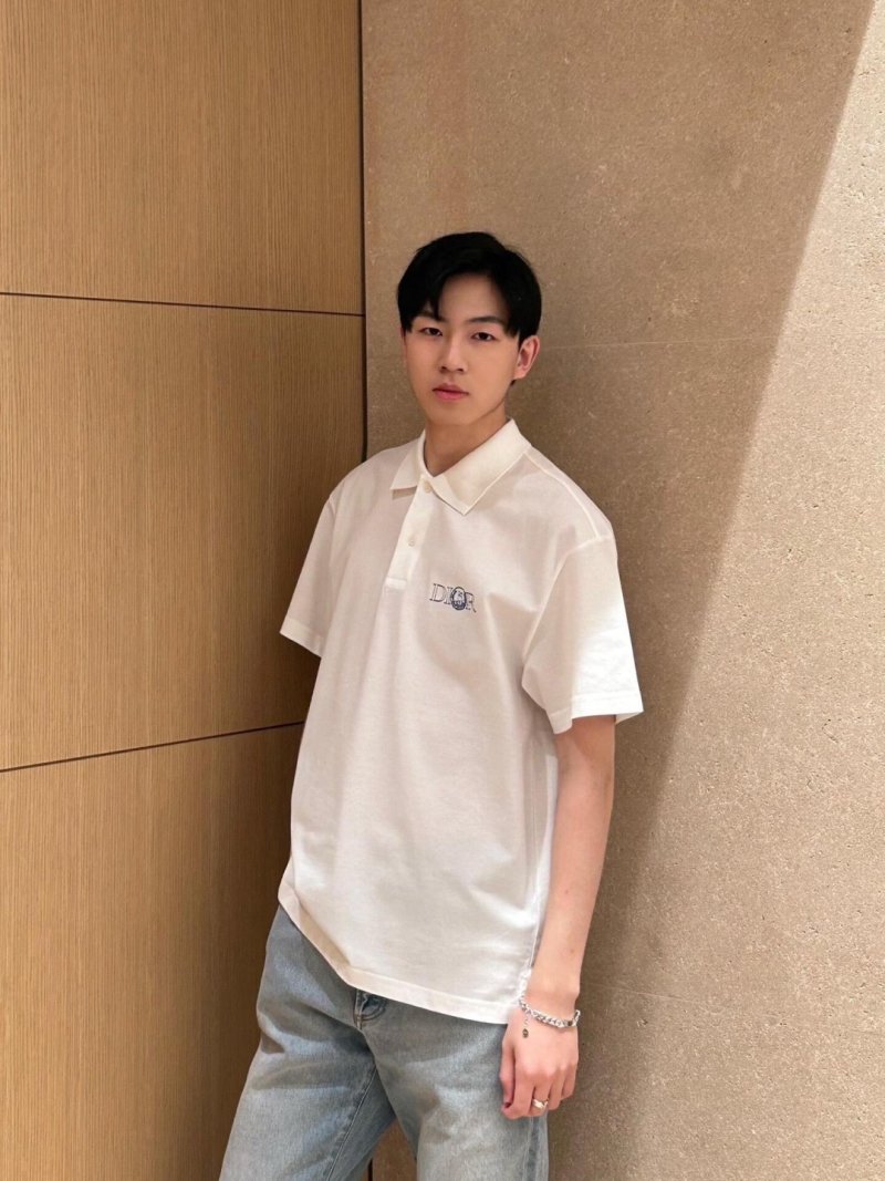Dior White Embroidered Polo Shirt view