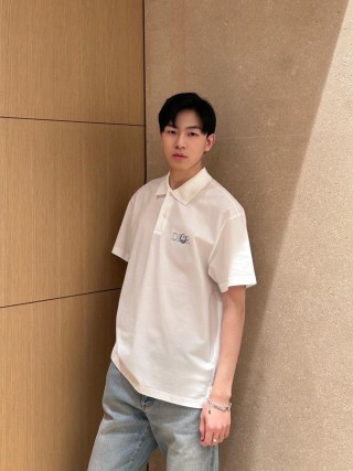 Dior White Embroidered Polo Shirt view 9