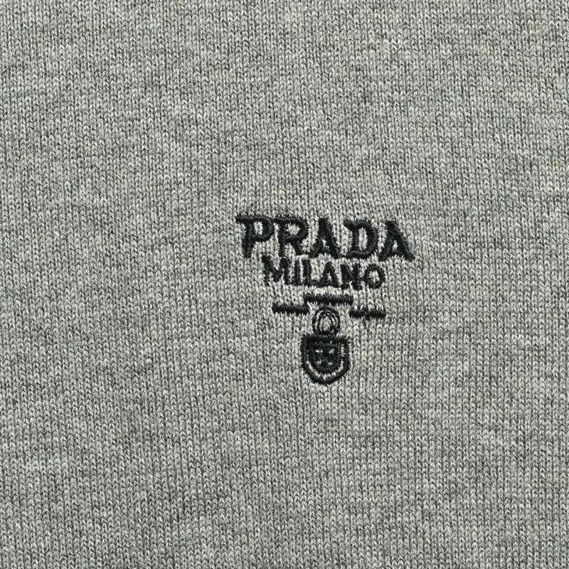 Prada Grey Knit Polo Shirt view