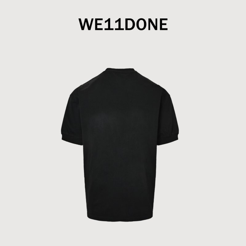 WE11DONE Cracked Letter Print Black T-Shirt view