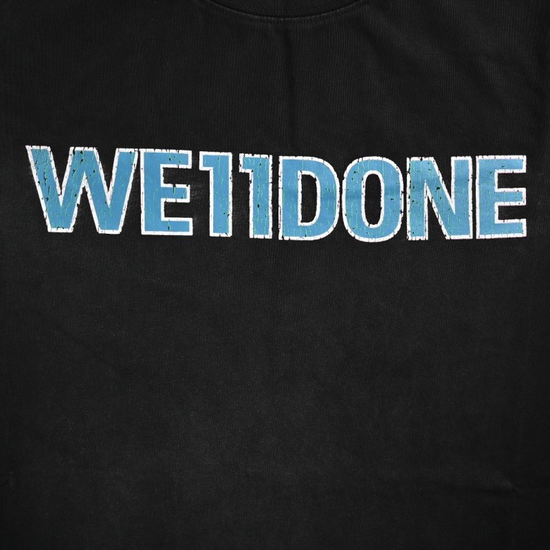 WE11DONE Cracked Letter Print Black T-Shirt view