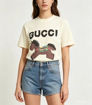 Gucci Horsebit Print Cream T-Shirt view 2