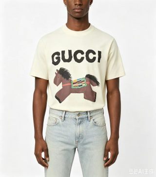 Gucci Horsebit Print Cream T-Shirt view 4