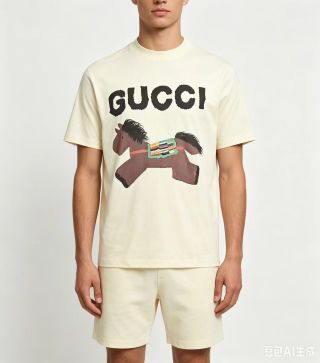 Gucci Horsebit Print Cream T-Shirt view 5
