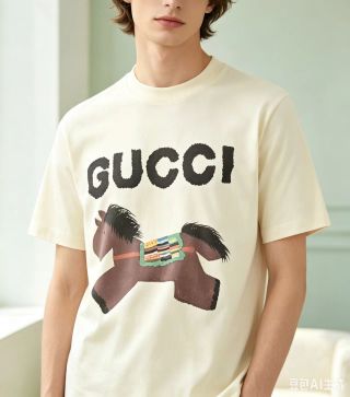 Gucci Horsebit Print Cream T-Shirt view 6