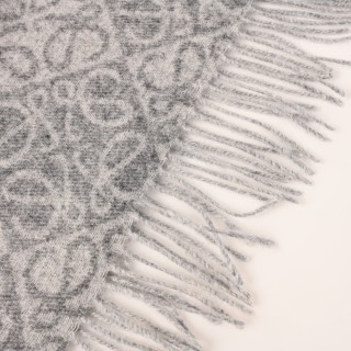 LOEWE Anagram Double-Sided Wool Cashmere Fringe Scarf Oatmeal view 7