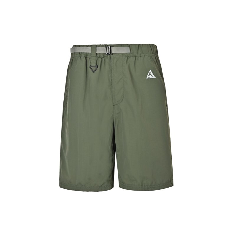 Sage Green Nylon Shorts with Drawstring view