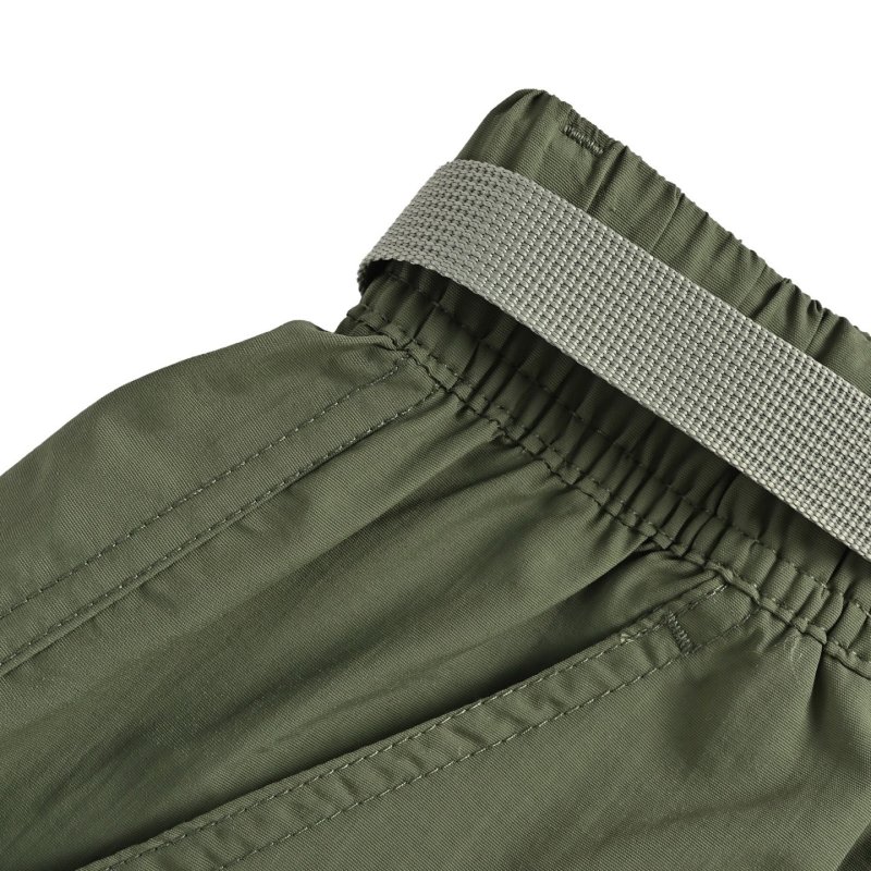 Sage Green Nylon Shorts with Drawstring view