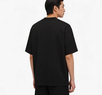 Black Oversized T-Shirt with Blue Distressed Bow Graphic view 2