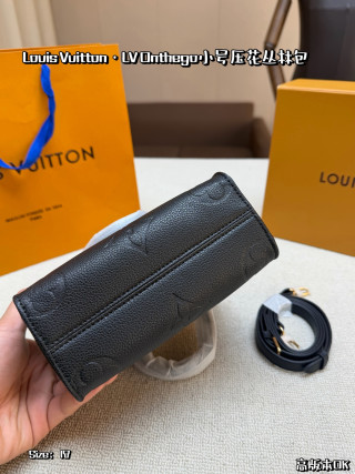 Louis Vuitton OnTheGo Small Black Gold Leather Tote Bag view 4