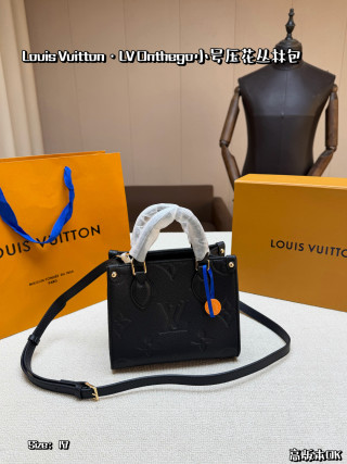 Louis Vuitton OnTheGo Small Black Gold Leather Tote Bag view 9