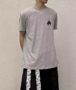 Chrome Hearts Grey Pocket T-Shirt with Black Cross Logo view 3