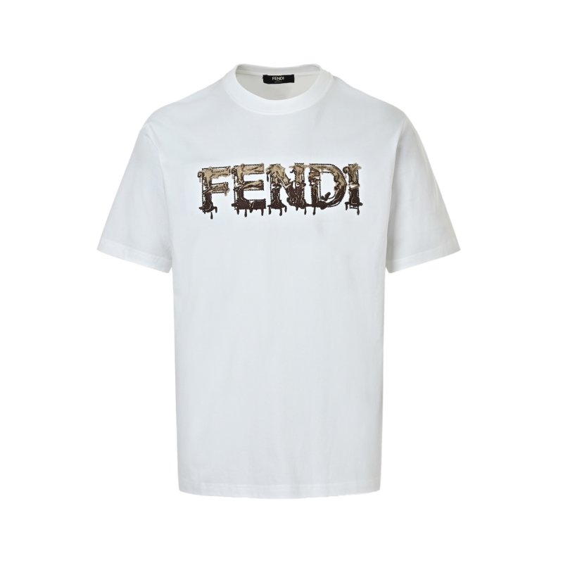 Fendi Gold Logo White T-Shirt view