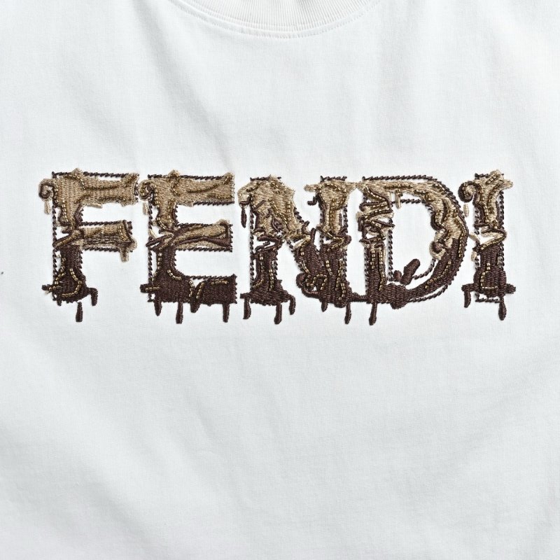 Fendi Gold Logo White T-Shirt view