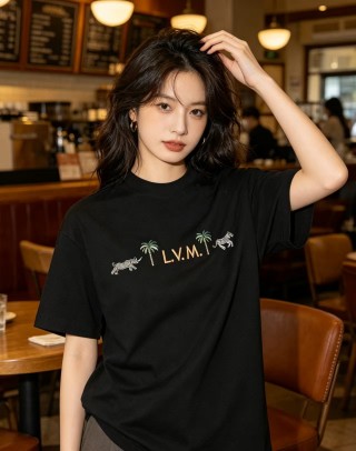 Louis Vuitton Palm Tiger Graphic Black T-Shirt
