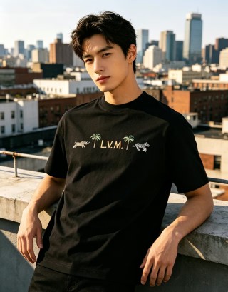Louis Vuitton Palm Tiger Graphic Black T-Shirt view 2