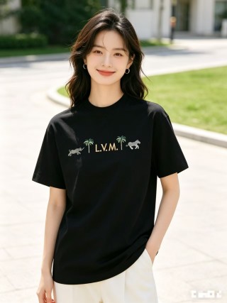 Louis Vuitton Palm Tiger Graphic Black T-Shirt view 4
