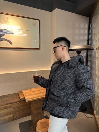Fendi Monogram Down Jacket Charcoal view 2