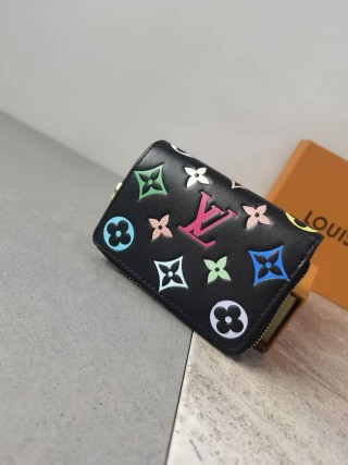 Louis Vuitton Zippy Wallet Black Multicolor Monogram view 3