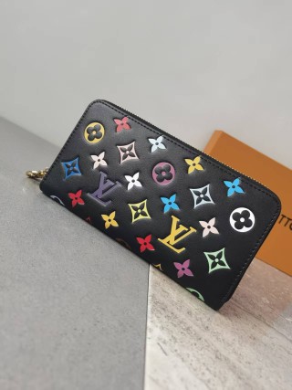 Louis Vuitton Zippy Wallet Black Multicolor Monogram view 4