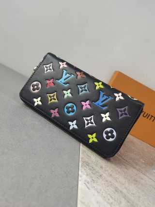 Louis Vuitton Zippy Wallet Black Multicolor Monogram view 5