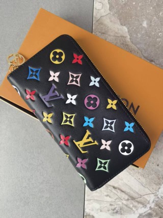 Louis Vuitton Zippy Wallet Black Multicolor Monogram view 7