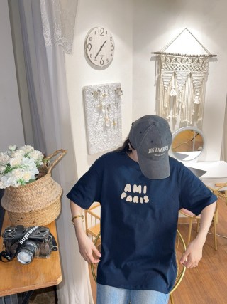 Ami Paris Navy Logo T-Shirt view 2