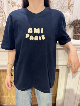Ami Paris Navy Logo T-Shirt view 4