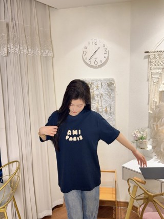 Ami Paris Navy Logo T-Shirt view 6