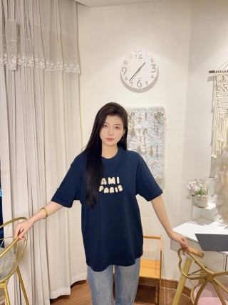 Ami Paris Navy Logo T-Shirt view 7