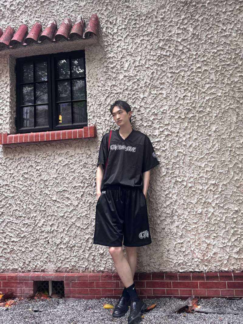 Black Athletic Shorts with Embroidered Logo