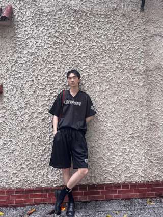 Black Athletic Shorts with Embroidered Logo view 2