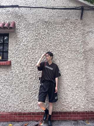 Black Athletic Shorts with Embroidered Logo view 3