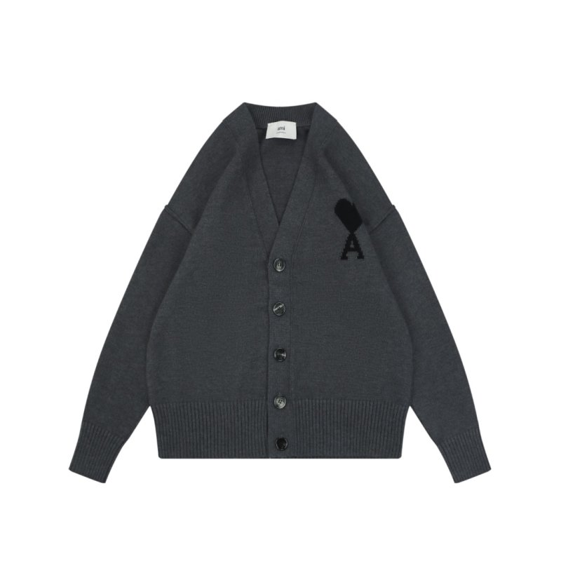 Grey Heart Graphic Knit Cardigan view