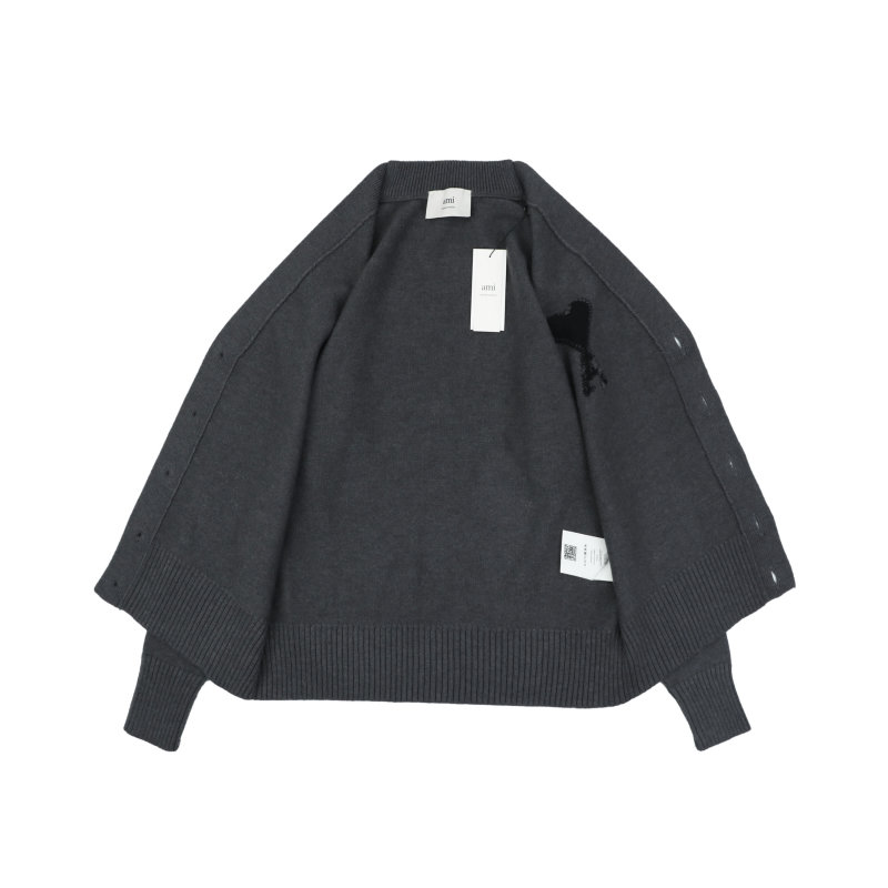Grey Heart Graphic Knit Cardigan view