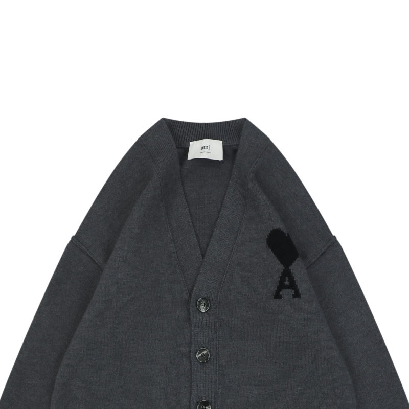 Grey Heart Graphic Knit Cardigan view