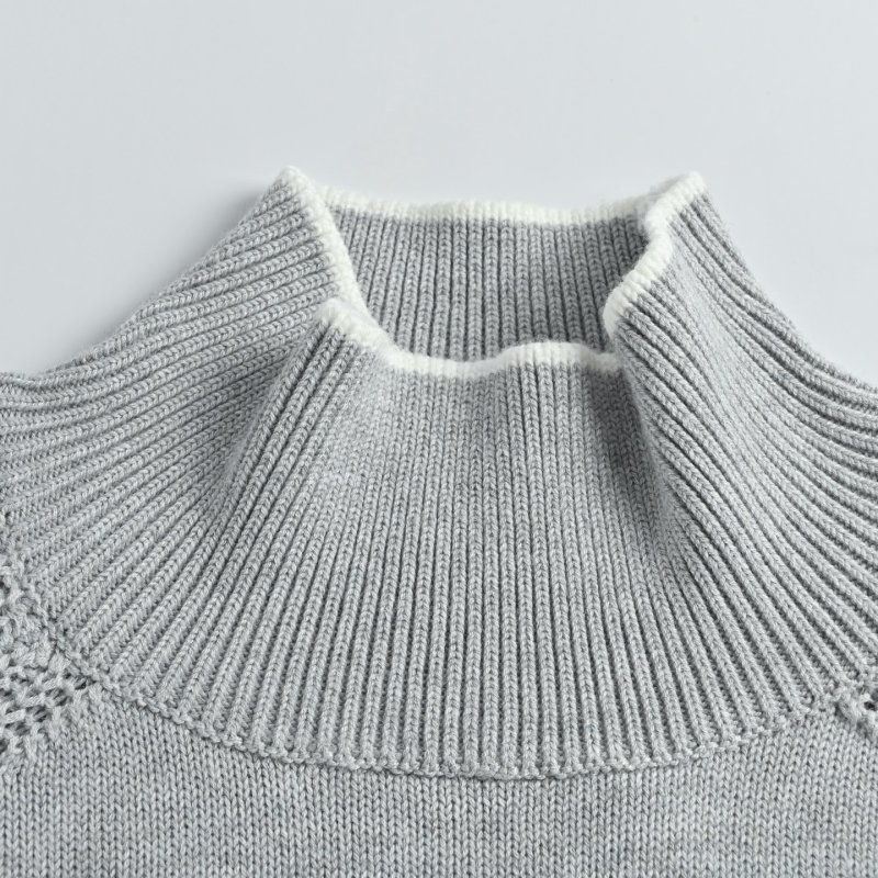 Grey Turtleneck Knit Sweater view