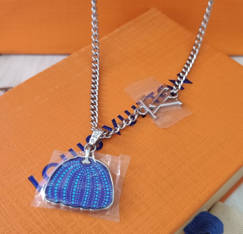 Louis Vuitton x Yayoi Kusama Pumpkin Silver Metal Pendant Necklace