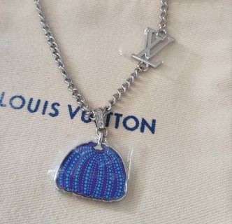 Louis Vuitton x Yayoi Kusama Pumpkin Silver Metal Pendant Necklace view 2