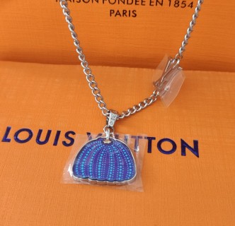 Louis Vuitton x Yayoi Kusama Pumpkin Silver Metal Pendant Necklace view 5