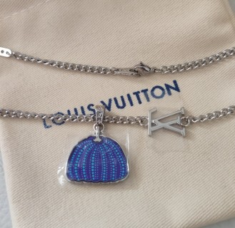 Louis Vuitton x Yayoi Kusama Pumpkin Silver Metal Pendant Necklace view 8