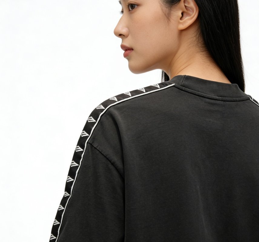 Oversized Black Tape T-Shirt with Side Stripe view