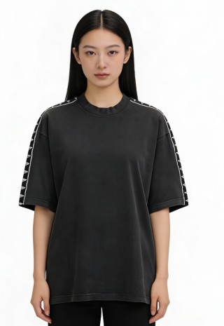 Oversized Black Tape T-Shirt with Side Stripe view 3