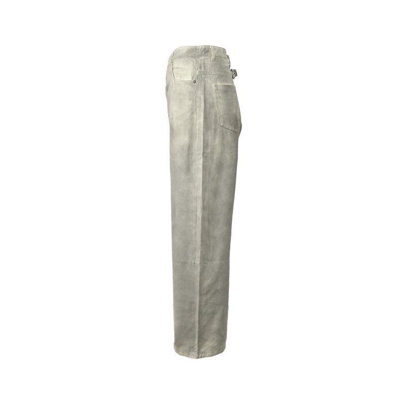 Loewe Anagram Embroidered Wide-Leg Cream Jeans view
