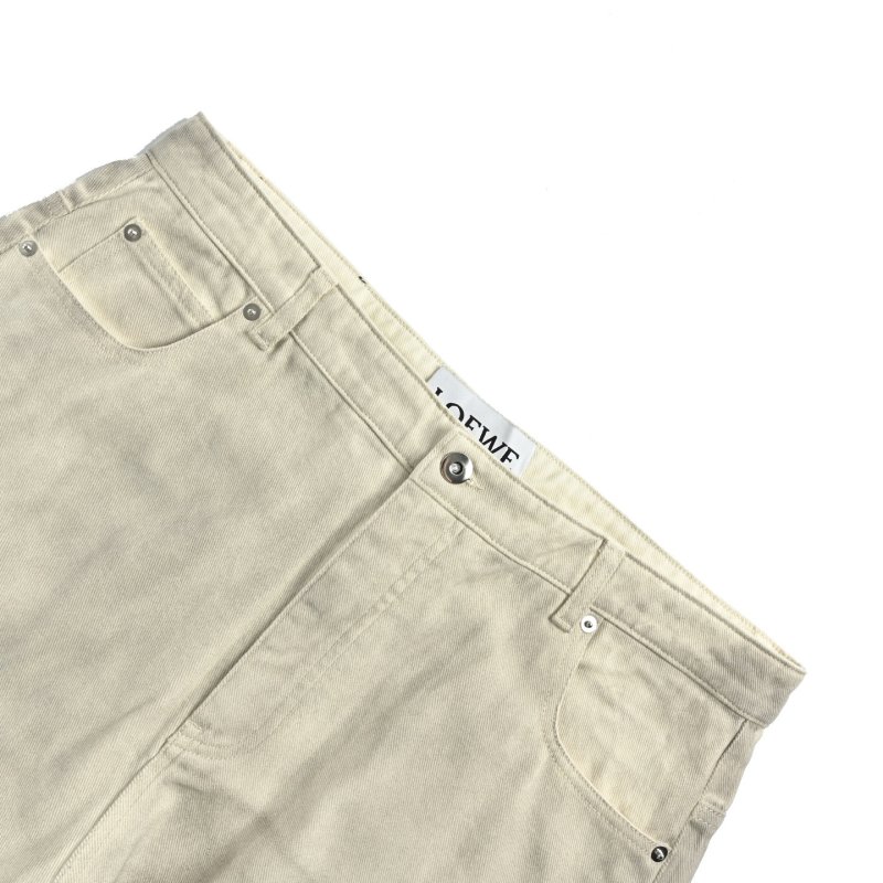 Loewe Anagram Embroidered Wide-Leg Cream Jeans view