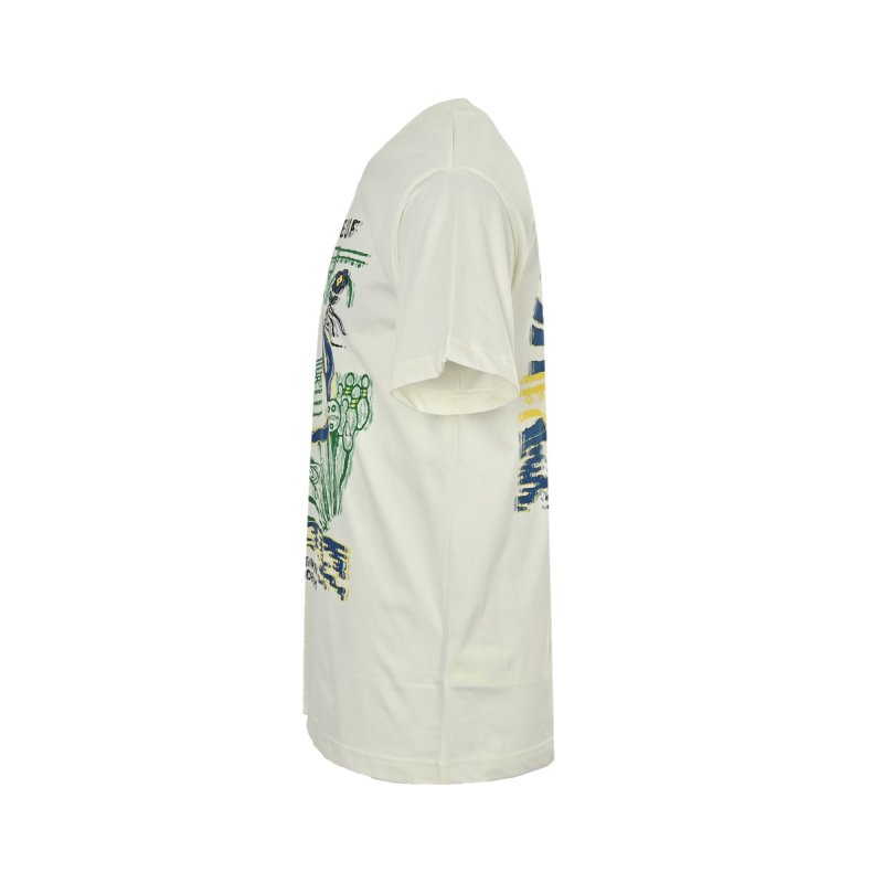 White Graphic Print Oversized T-Shirt with Blue & Green Design view