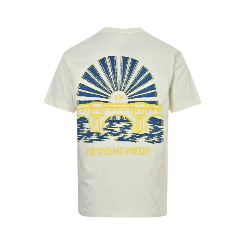 White Graphic Print Oversized T-Shirt with Blue & Green Design view