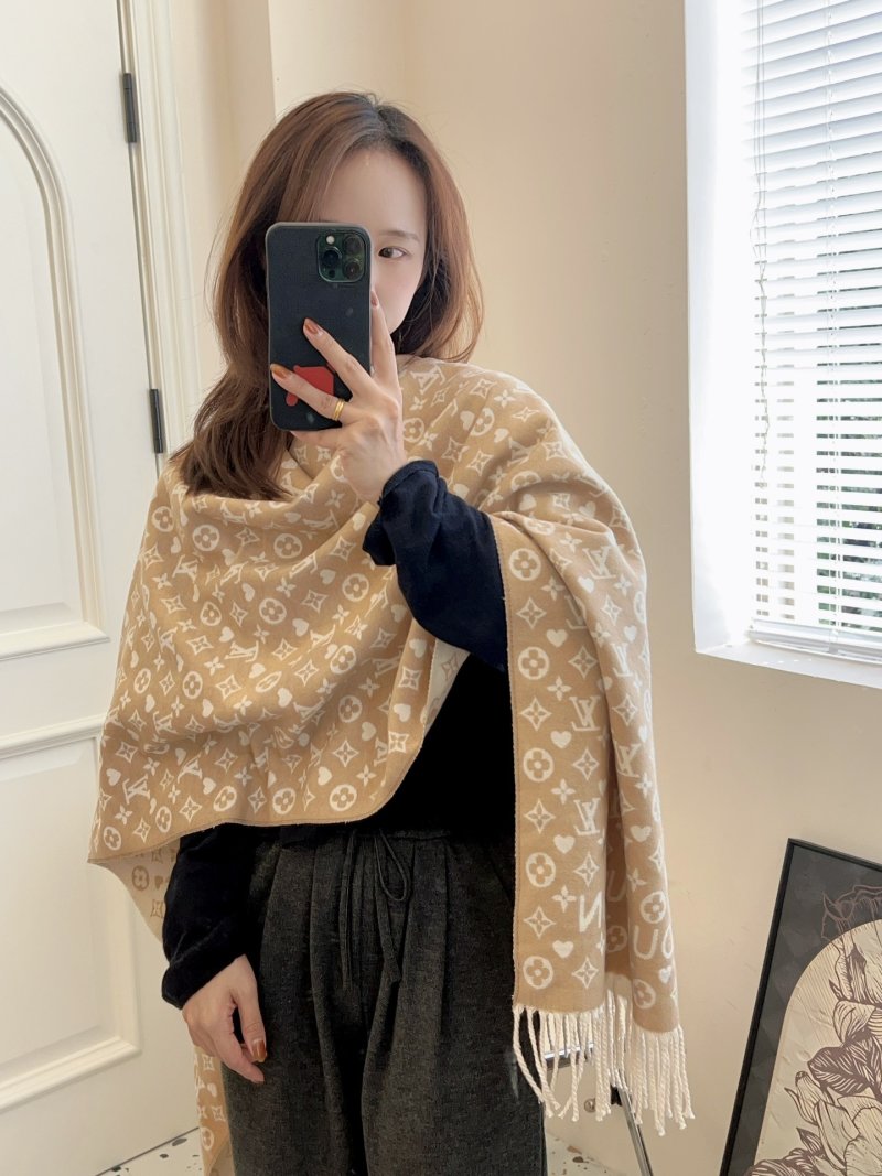 Louis Vuitton Monogram Wool Wrap Scarf - Beige