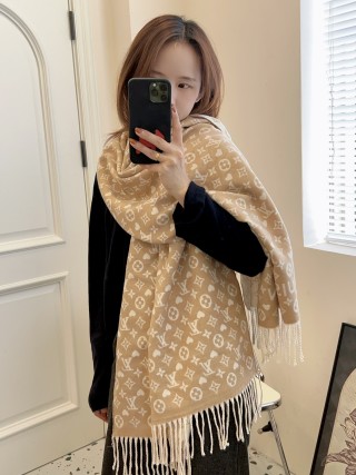 Louis Vuitton Monogram Wool Wrap Scarf - Beige view 2